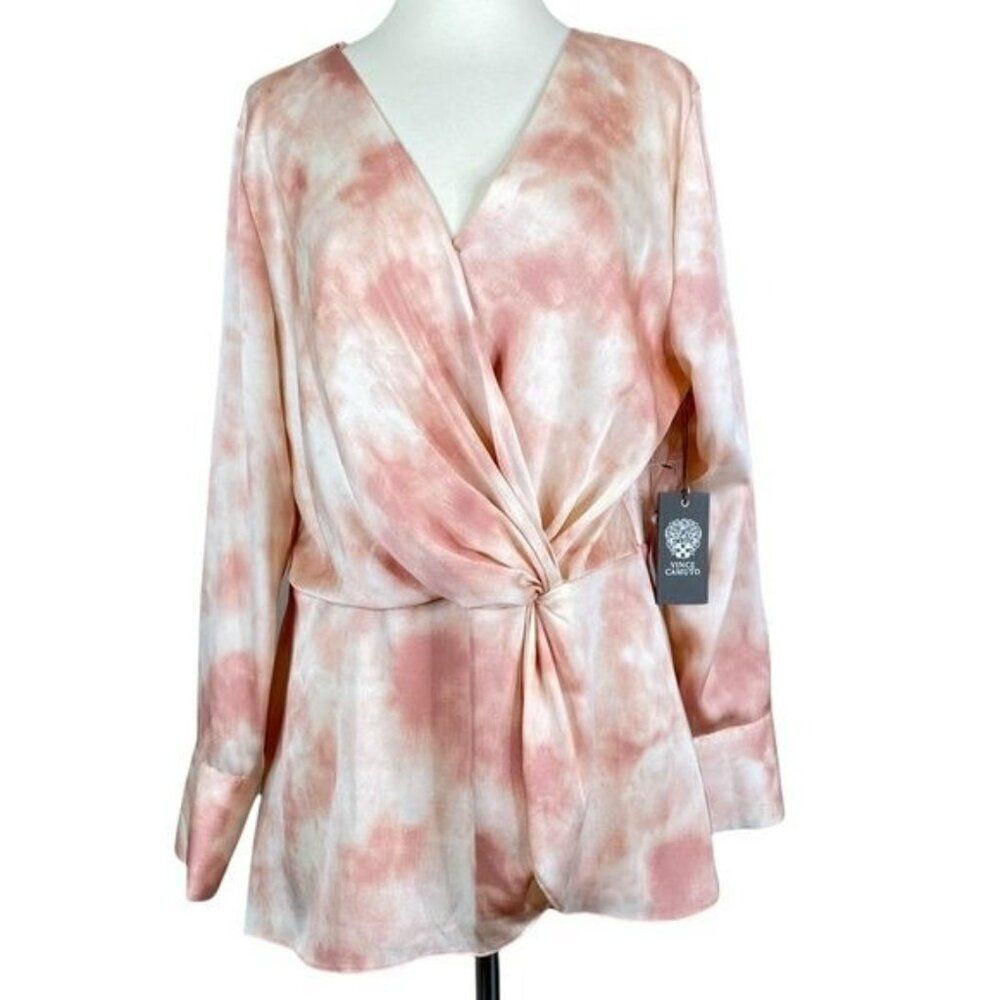 Vince Camuto Blouse NWT Large Pink and White